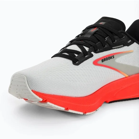 Brooks Launch 10 Men's Running Shoes white/black/fiery coral Sz 8.5 - Picture 7 of 10